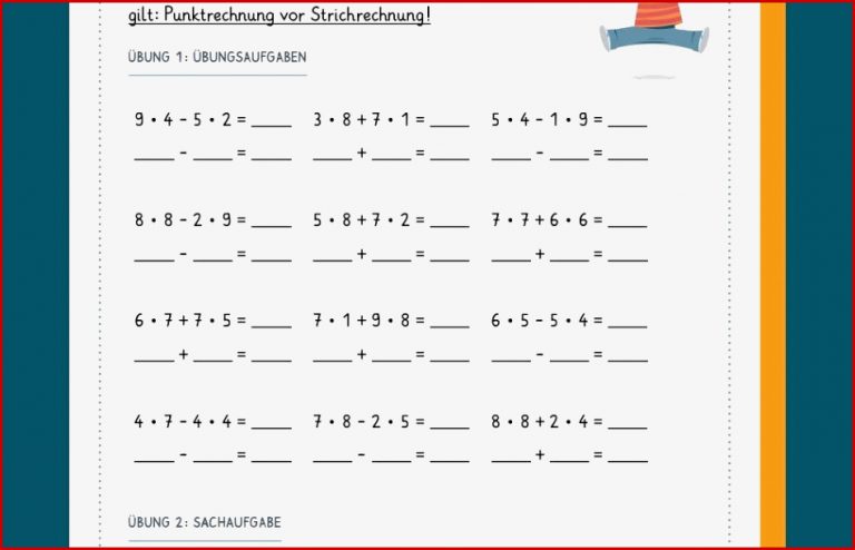 Punkt Vor Strichrechnung Klasse 3 Arbeitsblätter Punkt