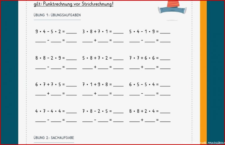 Punkt Vor Strichrechnung Klasse 3 Arbeitsblätter Punkt