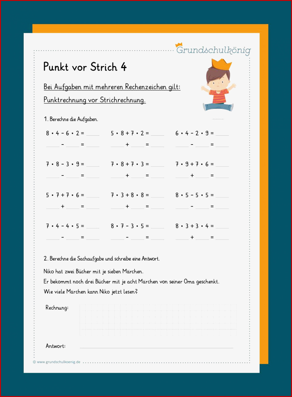 Punkt Vor Strichrechnung Klasse 3 Arbeitsblätter Punkt