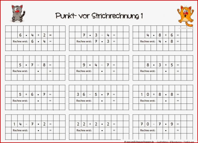 Punkt Vor Strichrechnung Klasse 3 Arbeitsblätter Ubungen