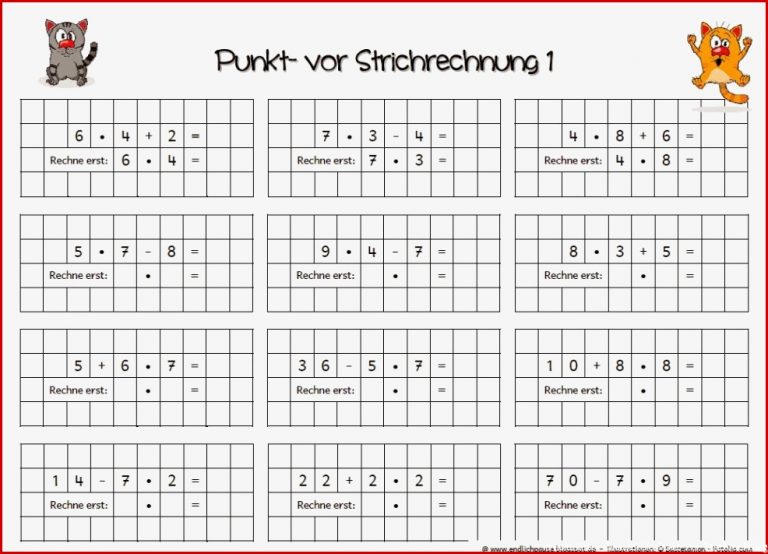 Punkt Vor Strichrechnung Klasse 3 Arbeitsblätter Worksheets