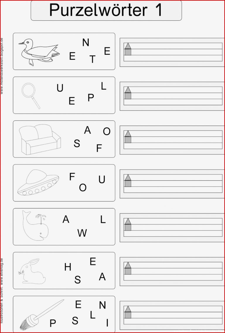 PurzelwÃ¶rter ArbeitsblÃ¤tter ArbeitsblÃ¤tter Grundschule ...