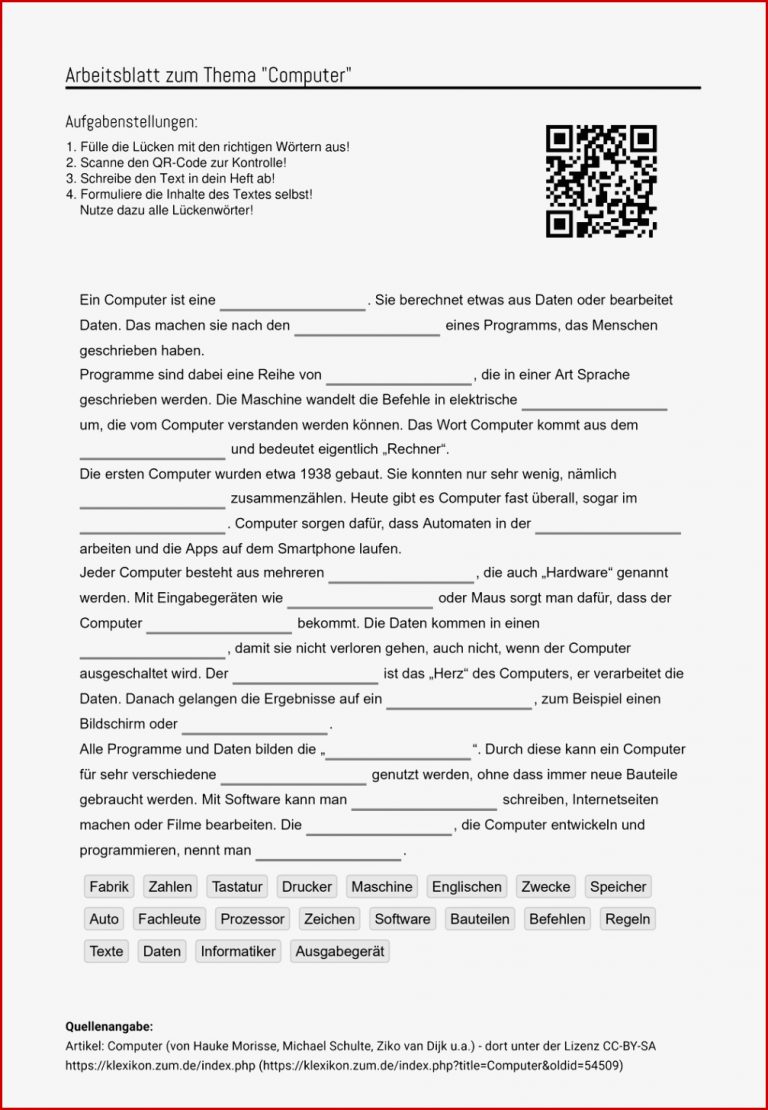 Puter Grundschule Arbeitsblätter Worksheets