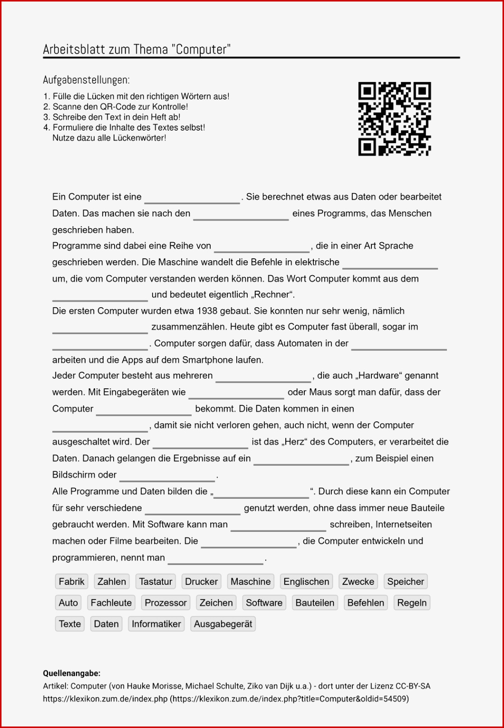 Puter Grundschule Arbeitsblätter Worksheets