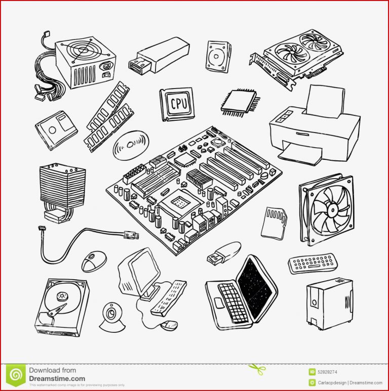 Puter Hardware Icons PC ponents Stock Vector
