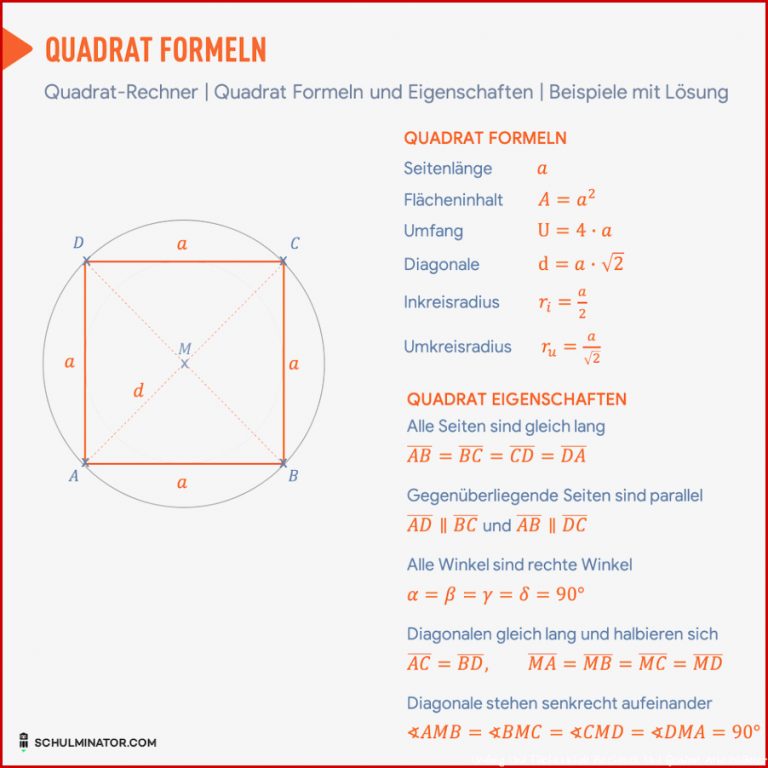 Quadrat Rechner Quadrat online berechnen