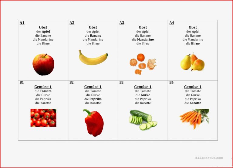 Quartett Lebensmittel Arbeitsblatt Kostenlose DAF