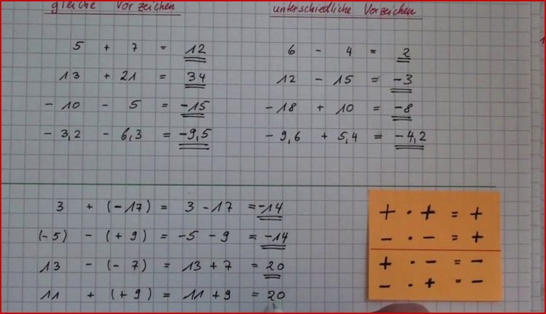 Rationale Zahlen Addition und Subtraktion