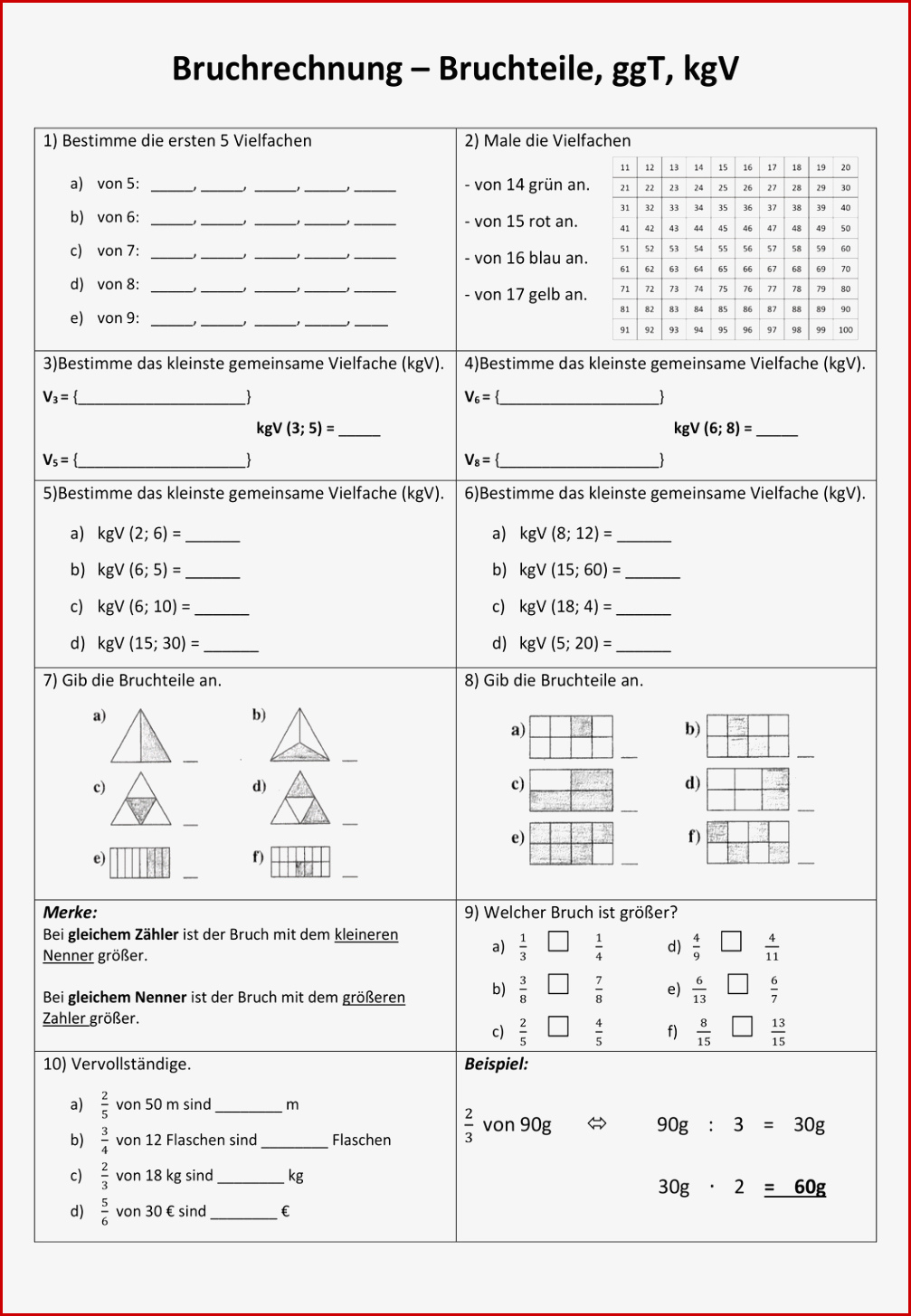 Rationale Zahlen Klasse 7 Arbeitsblätter Worksheets