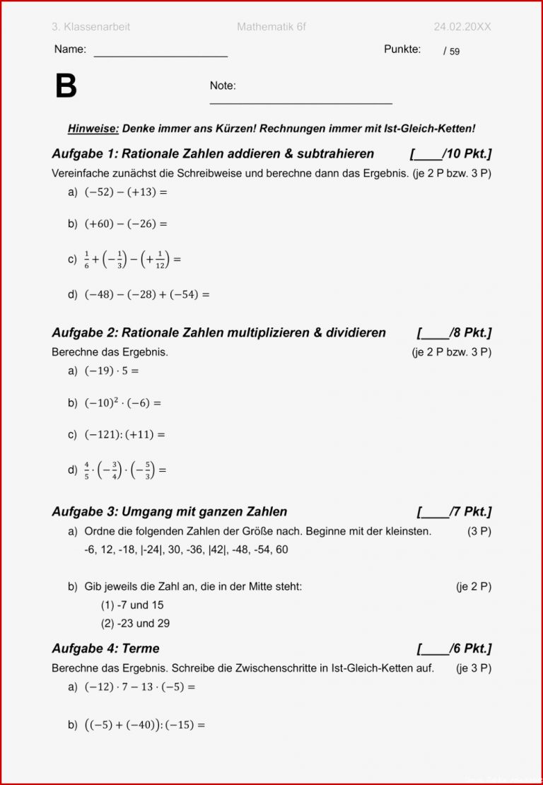 Rationale Zahlen Multiplizieren Und Divi Ren