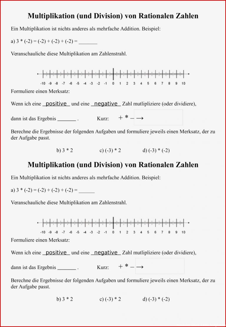 Rationale Zahlen Multiplizieren Und Divi ren