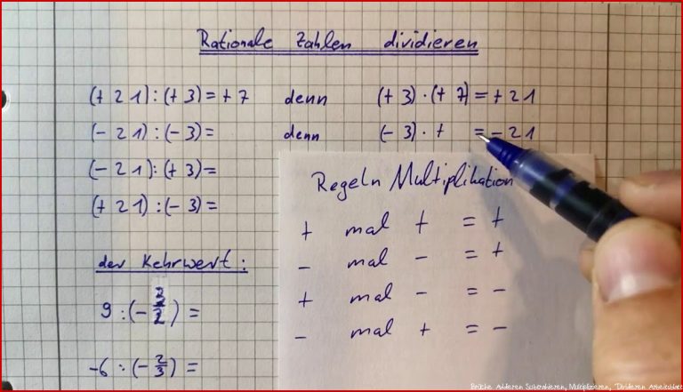 Rationale Zahlen Multiplizieren Und Divi ren Negative