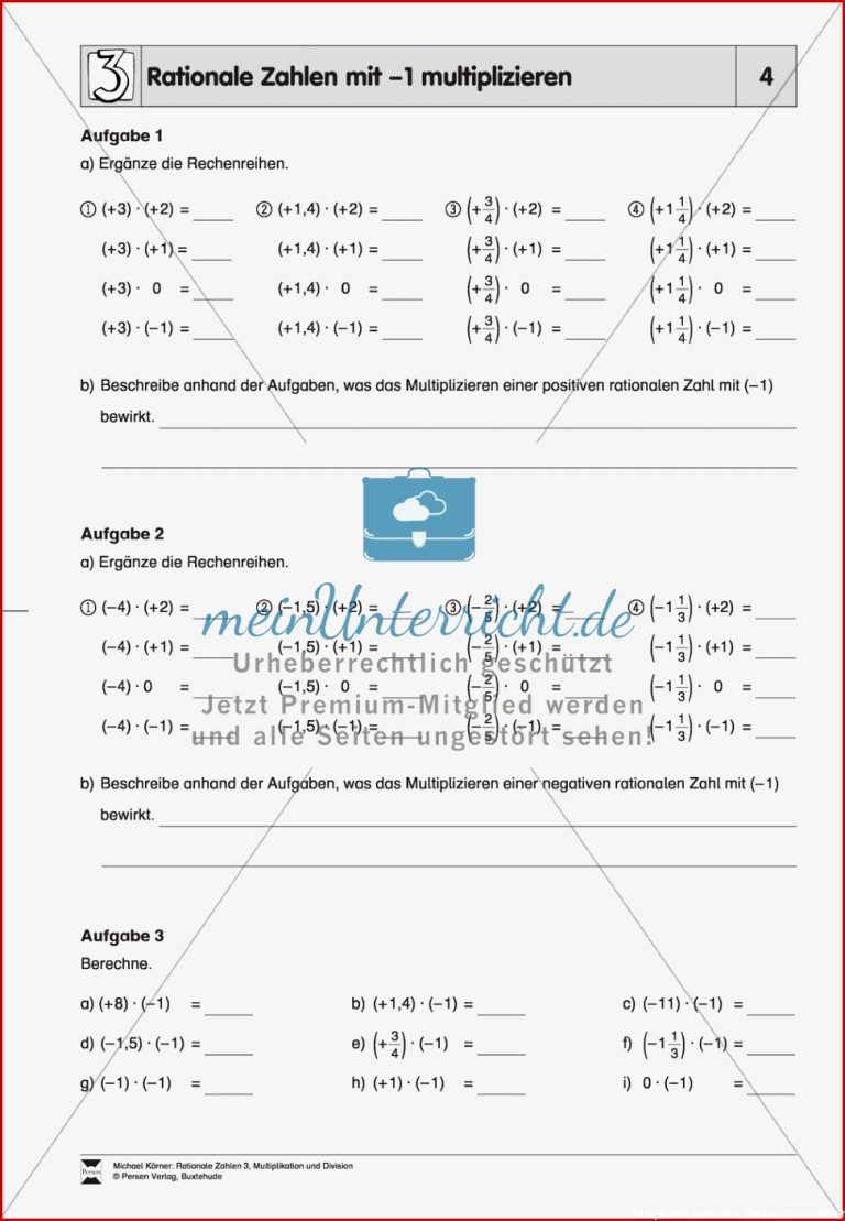 Rationale Zahlen Multiplizieren Von Der Multiplikation