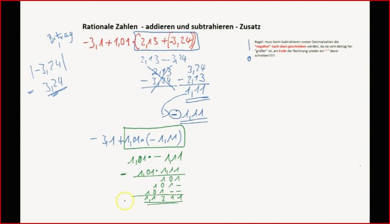 Rationale Zahlen schriftlich ad ren und subtrahieren