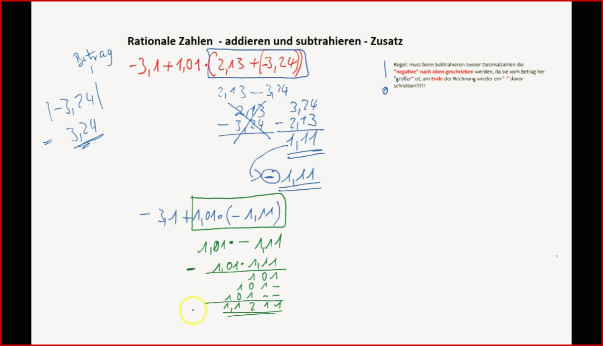 Rationale Zahlen Schriftlich Ad Ren Und Subtrahieren