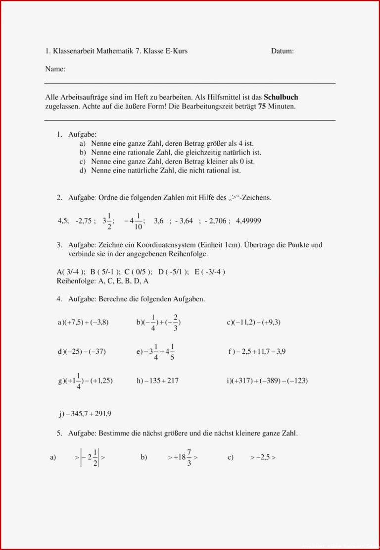 Rationale Zahlen übungen Klasse 7 – Best Trend Info and Styles