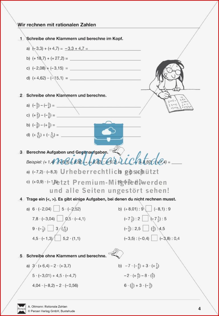 Rationale Zahlen Übungen Lösungen Meinunterricht