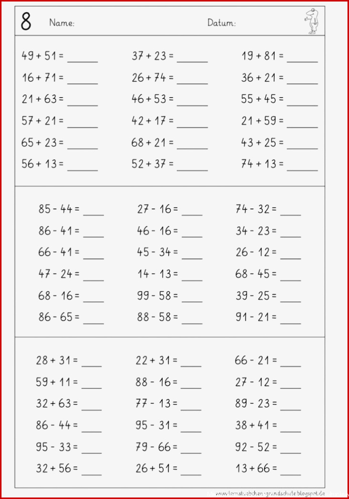 Rechenaufgaben 2 Klasse Mathe Arbeitsblätter Zum