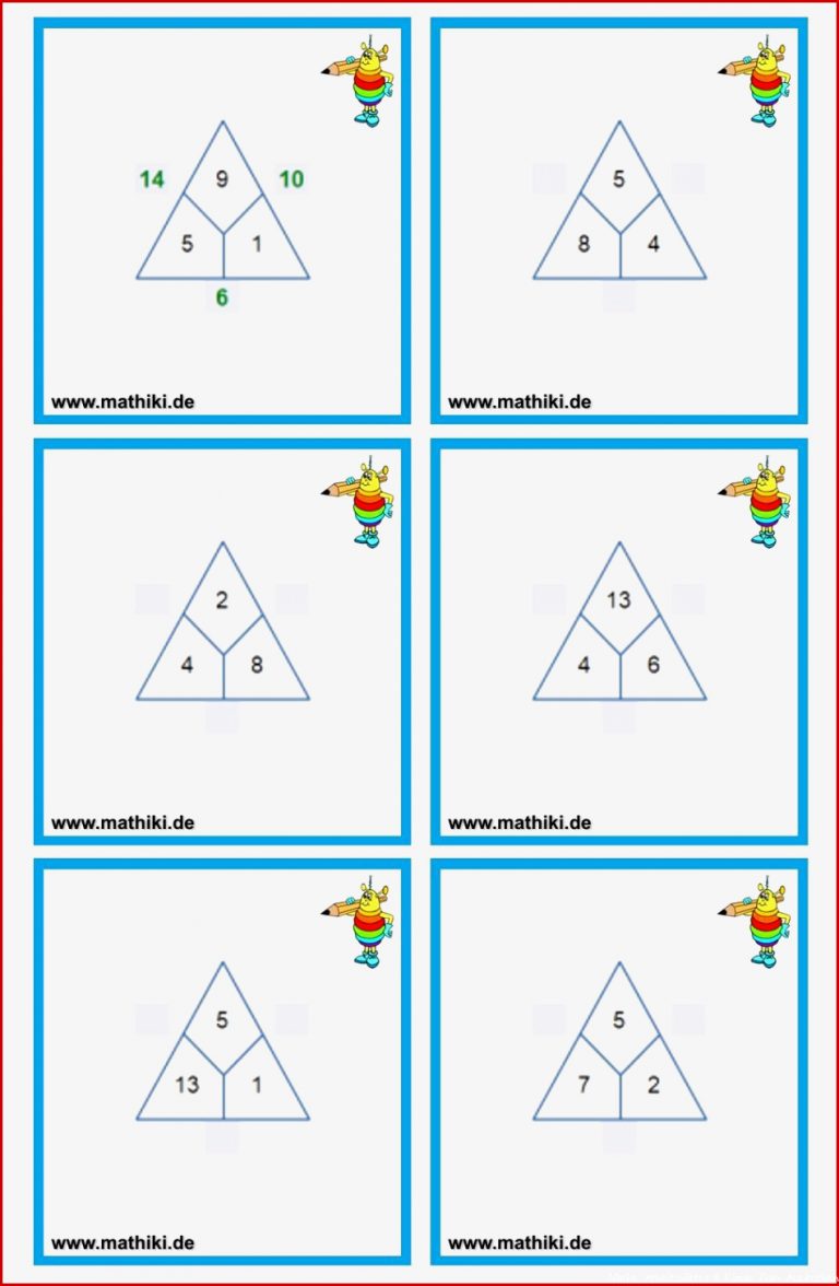 Rechendreiecke Bis 20 Klasse 1 Mathiki
