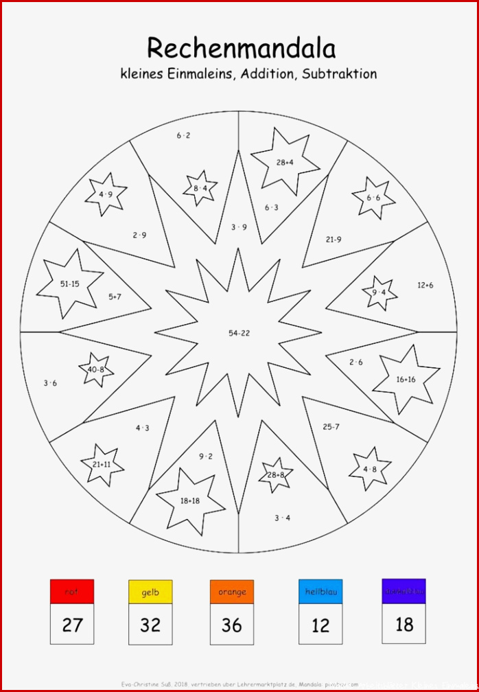 Rechenmandala Weihnachtszeit Festigung Grundrechenarten