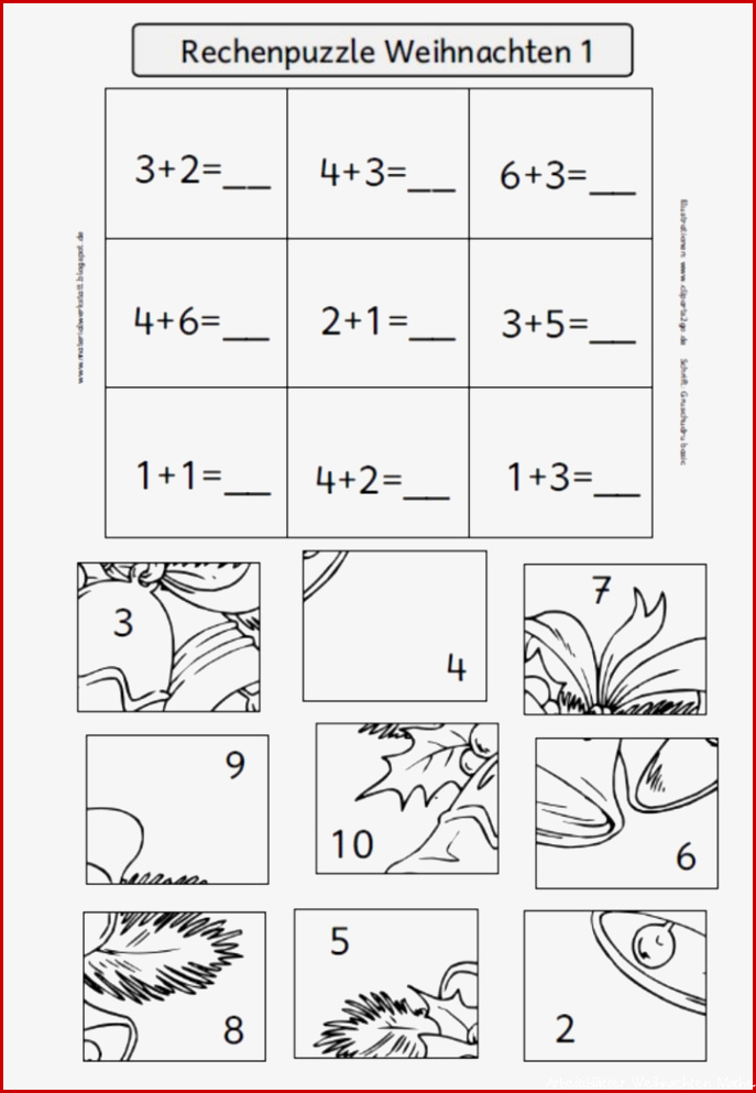 Rechenpuzzle Weihnachten ZR 10 – Materialwerkstatt