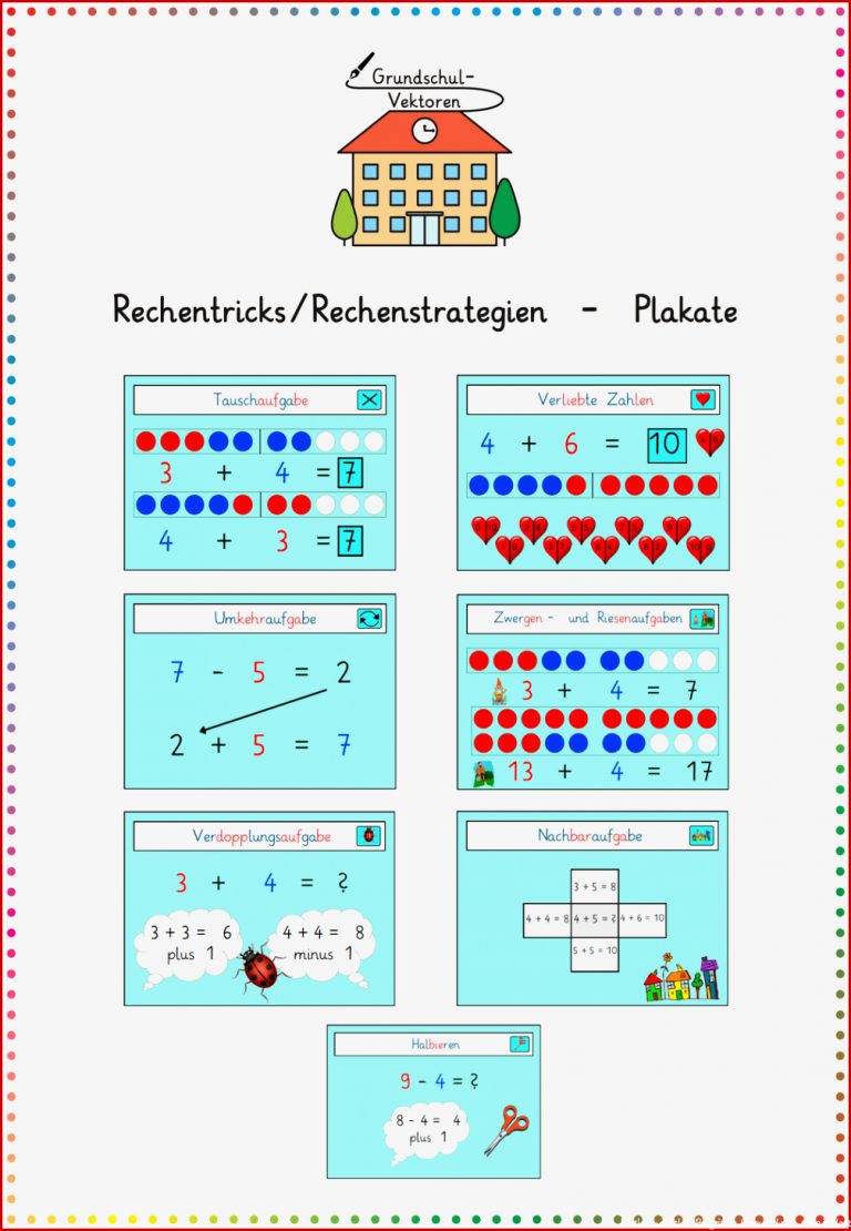 Rechenstrategien Rechentricks Plakate