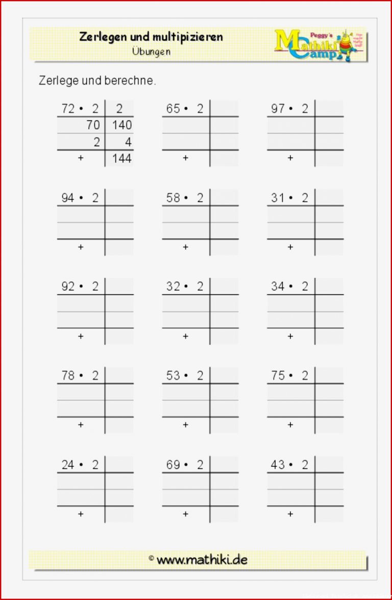 Rechentabellen Multiplikation Klasse 3 kostenloses