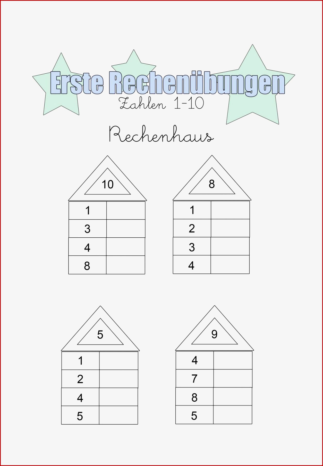 Rechenuebungen 1 Klasse Zum Ausdrucken Math Addition