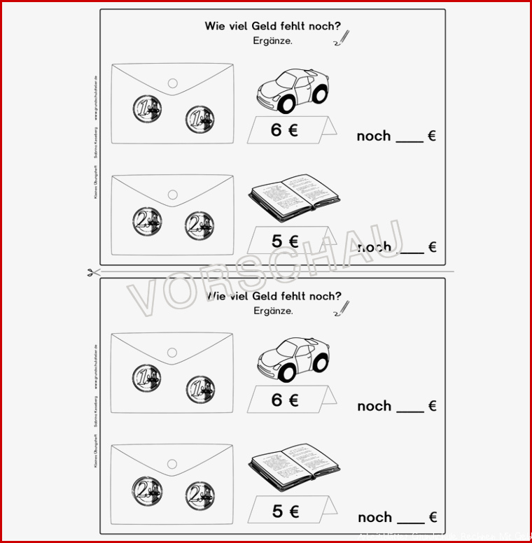 Rechnen mit Geld Übungsheft Klasse 1