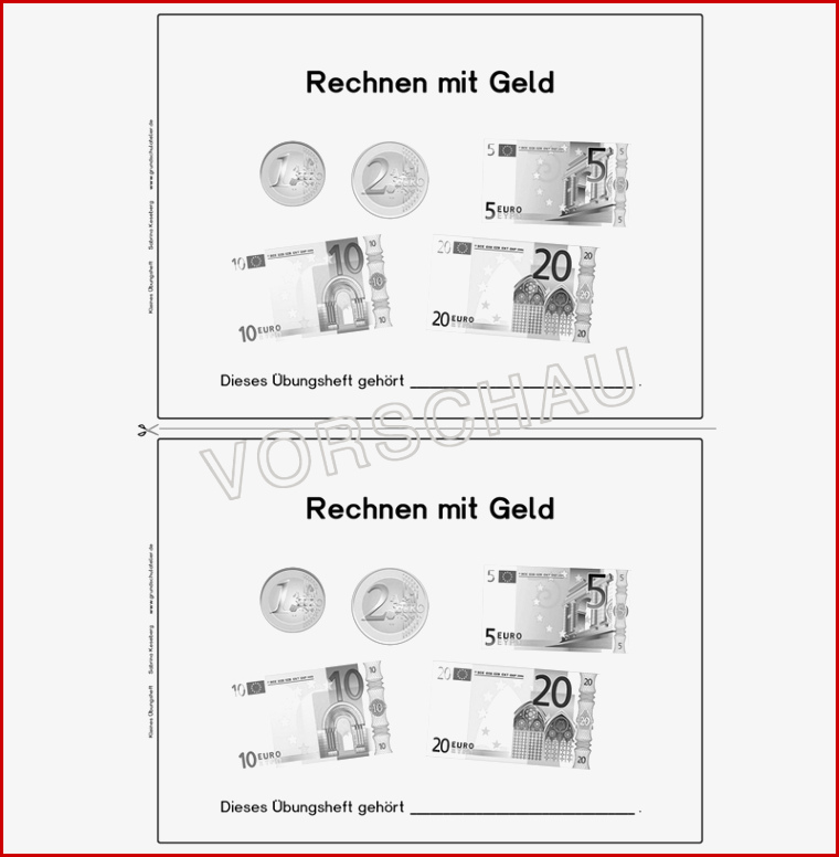 Rechnen Mit Geld Übungsheft Klasse 1