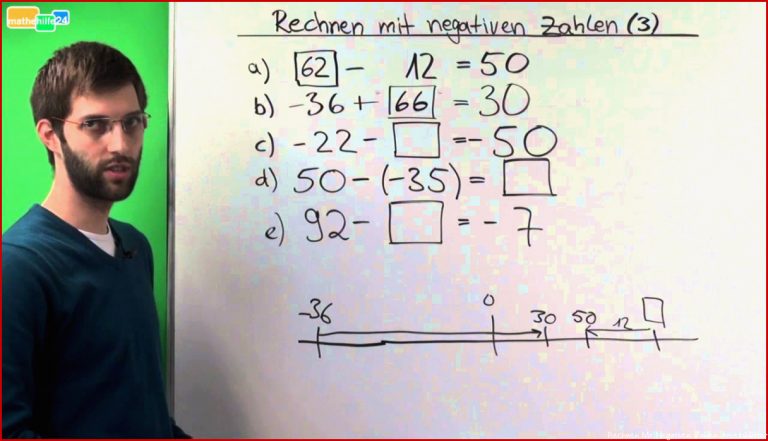 Rechnen Mit Negativen Zahlen Ganze Zahlen Übung 3