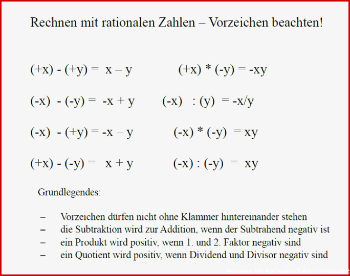 Rechnen mit rationalen Zahlen Terme Grundlagen bis