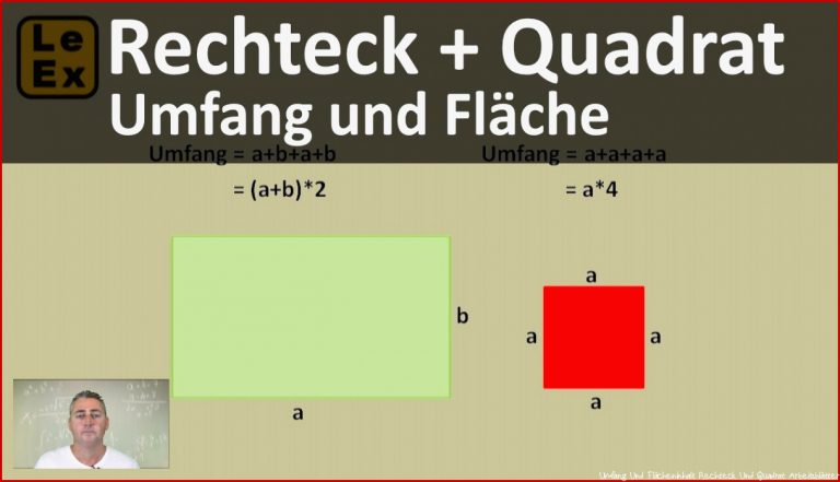 Rechteck und Quadrat Umfang und Fläche Erklärung