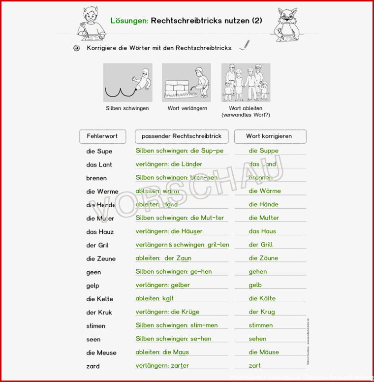 Rechtschreibung Rechtschreibstrategien Arbeitsblätter