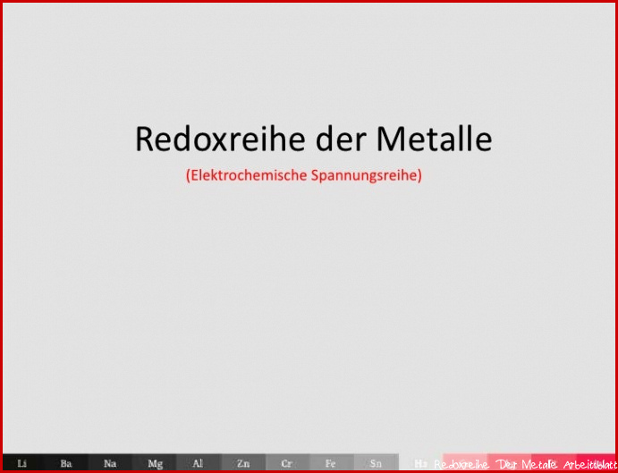 Redoxreihe der metalle