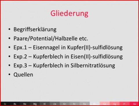 Redoxreihe Der Metalle