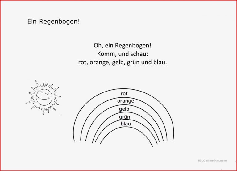 Regenbogen Gedicht Arbeitsblatt Kostenlose DAF