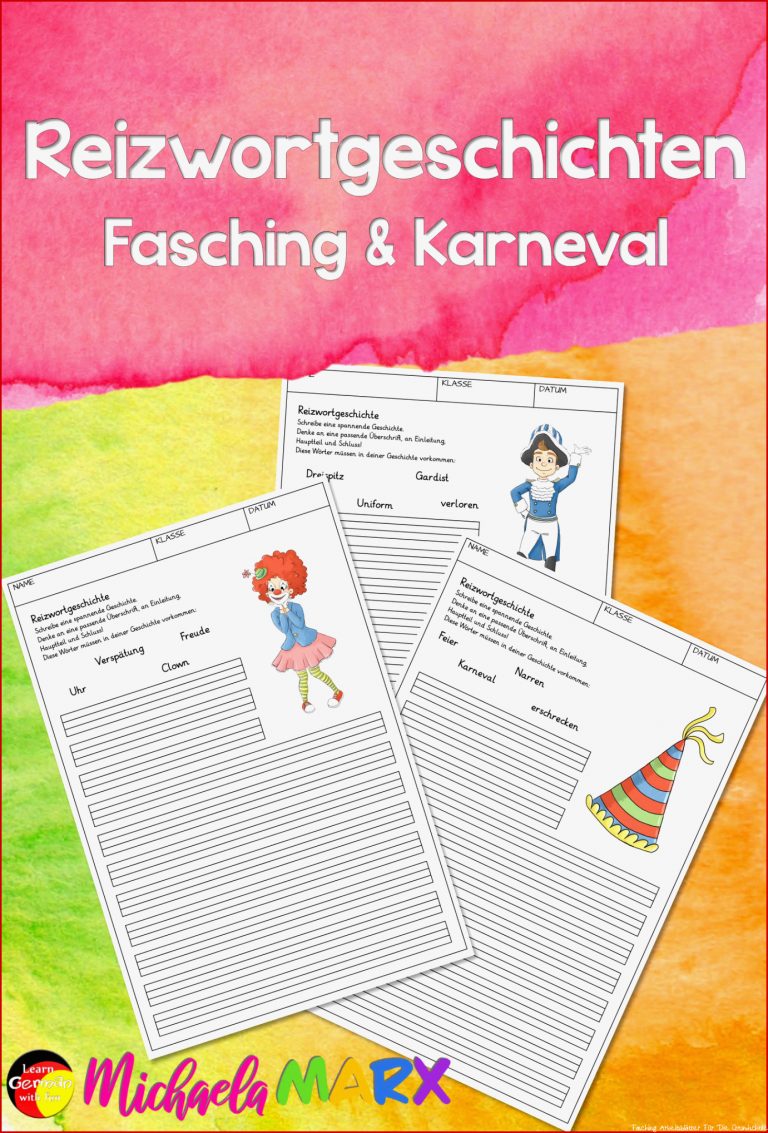 Reizwortgeschichte Fasching Karneval – Unterrichtsmaterial