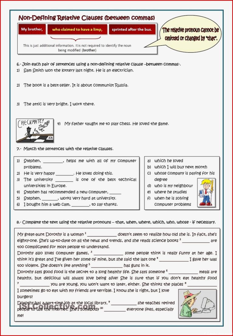 Relative Clauses Englisch Beispiele 86 Arbeitsblatt