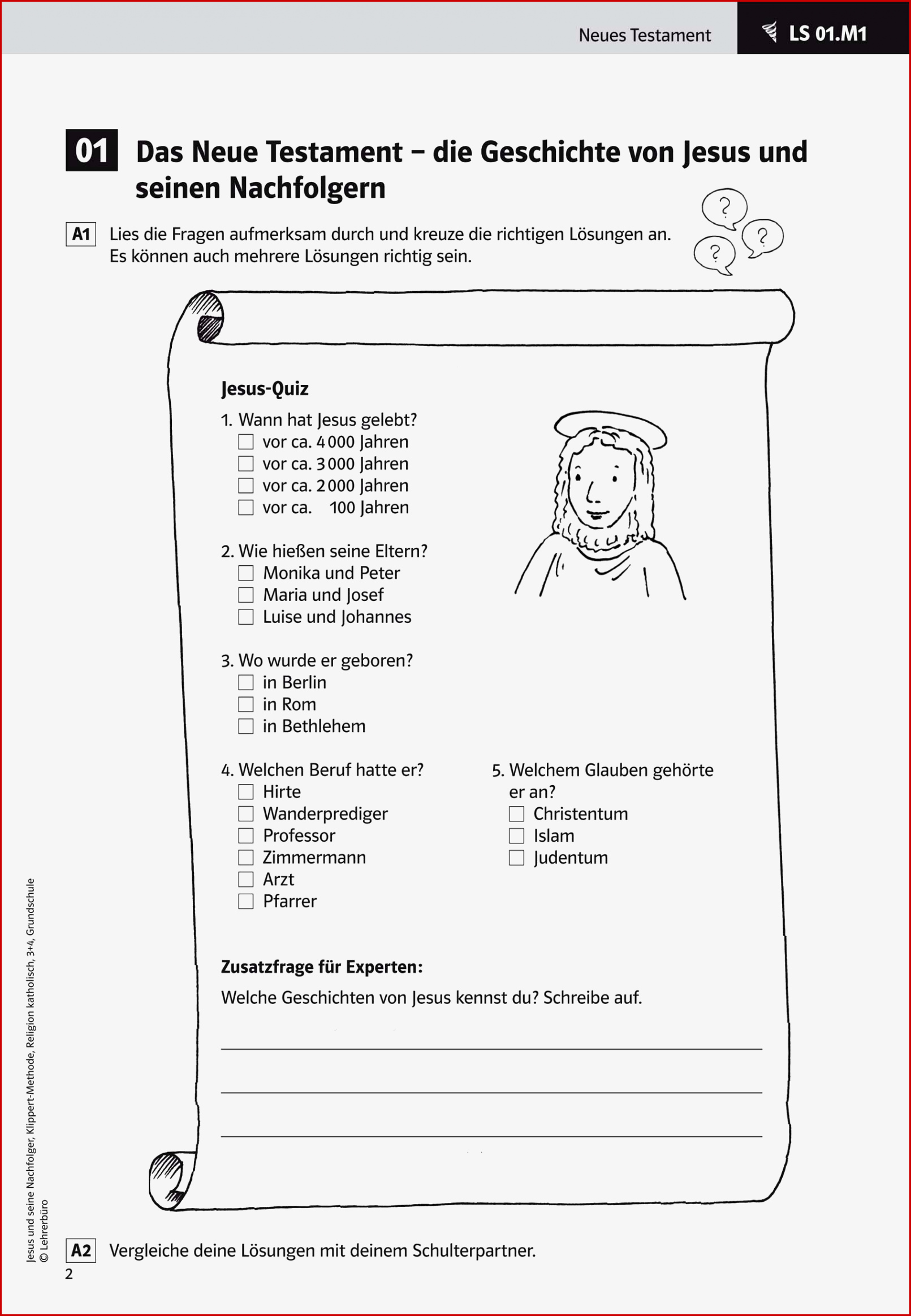 Religion 3 Klasse Grundschule Arbeitsblätter