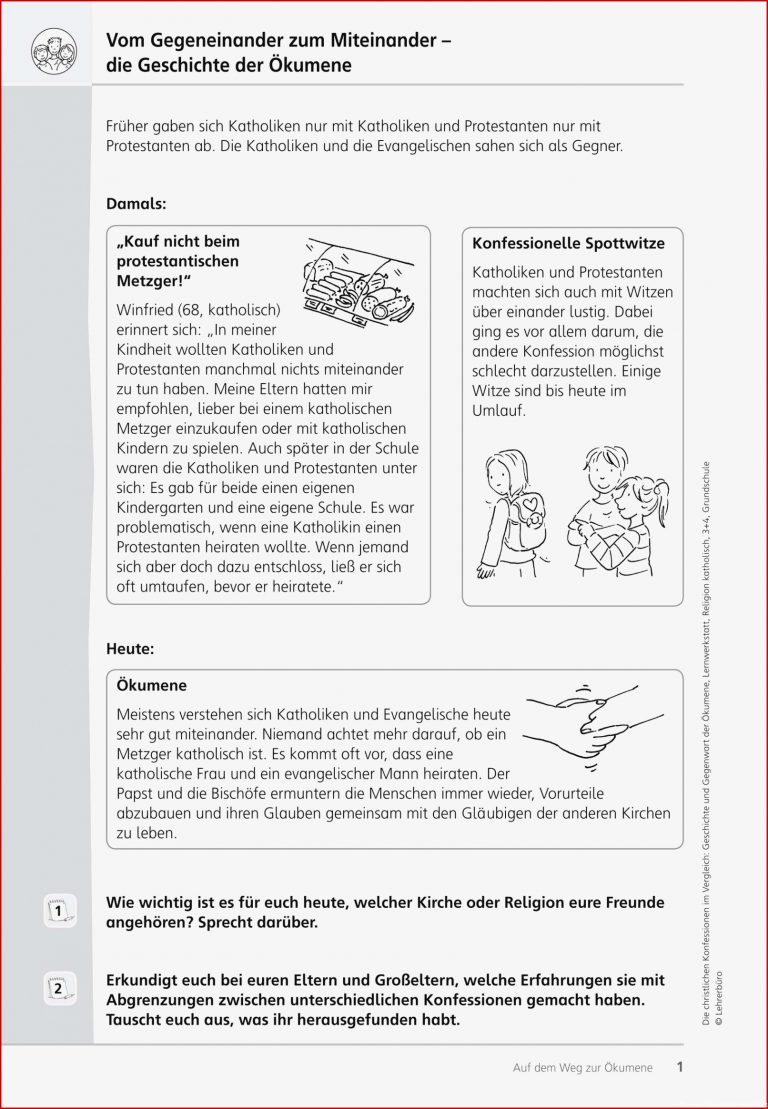 Religion · Arbeitsblätter · Grundschule · Lehrerbüro