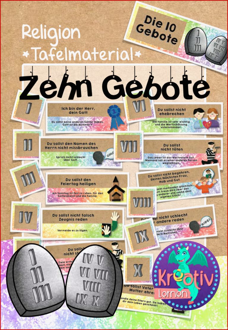 Religion Zehn Gebote Tafelmaterial