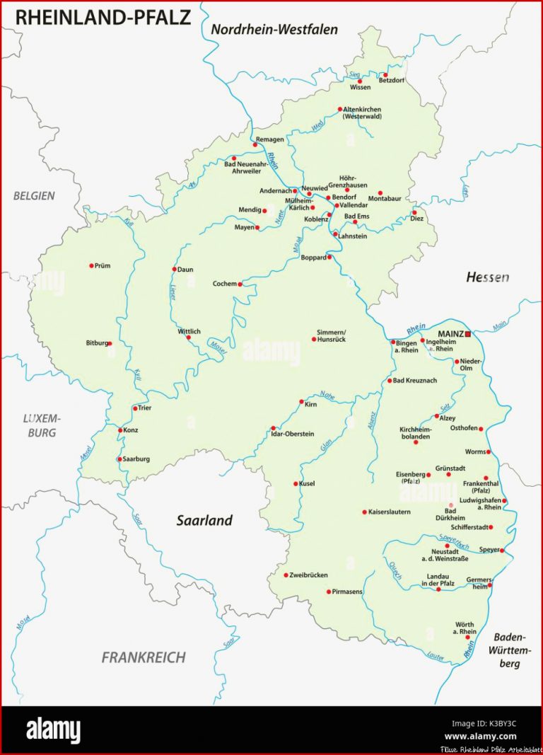 Rheinland Pfalz Karte Städte Und Flüsse Dream to Meet