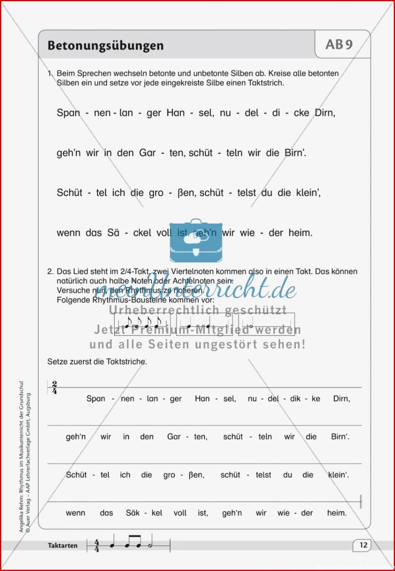 Rhythmische Übungen Taktarten Meinunterricht