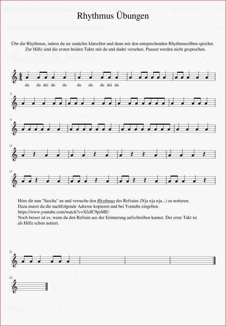 Rhythmus Uebungen – Unterrichtsmaterial im Fach Musik in