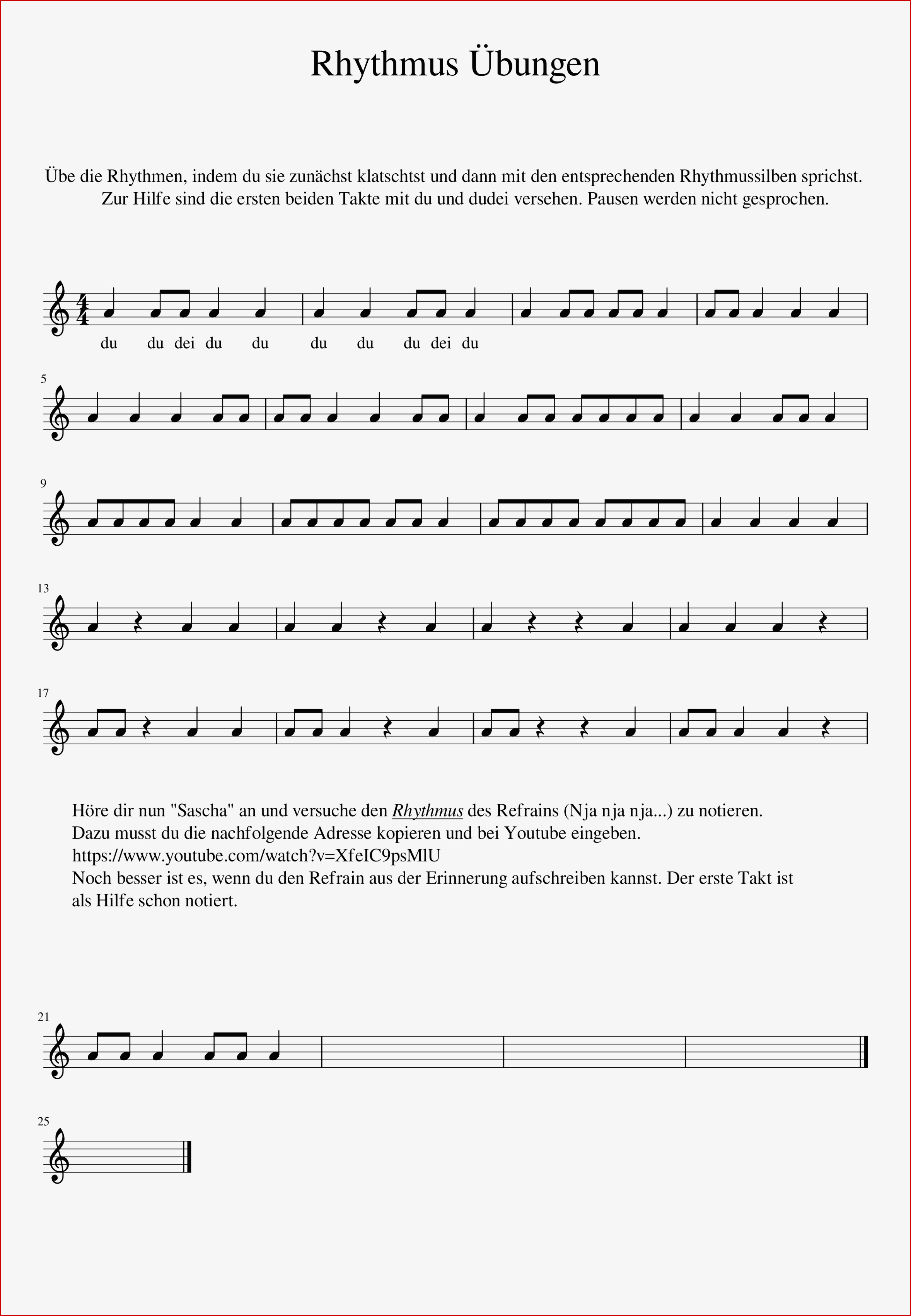 Rhythmus Uebungen – Unterrichtsmaterial Im Fach Musik In