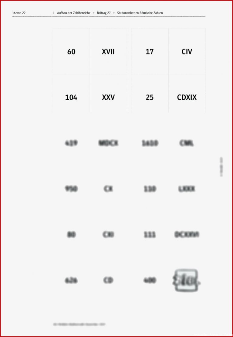 Römische Zahlen – Ein Lernen An Stationen