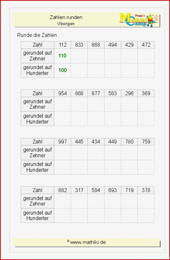 Runden bis 1000 Klasse 3