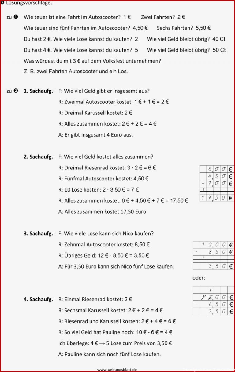 Sachaufgaben FÃ¼r Die 3. Klasse - Pdf Free Download