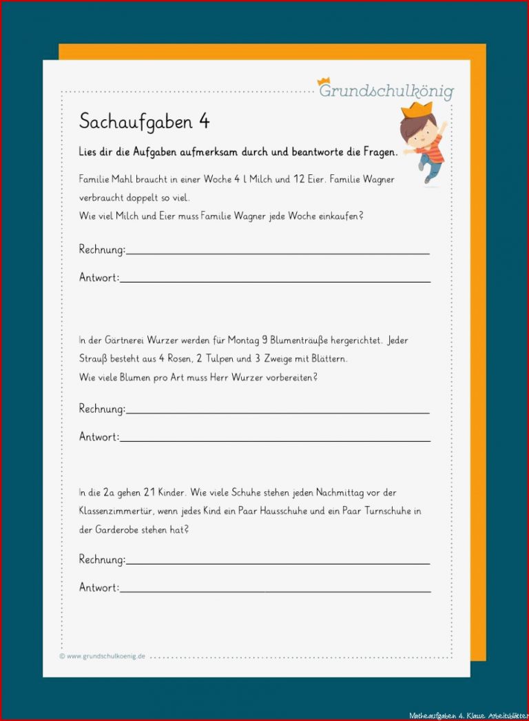 Sachaufgaben Klasse 4 Arbeitsblätter Worksheets